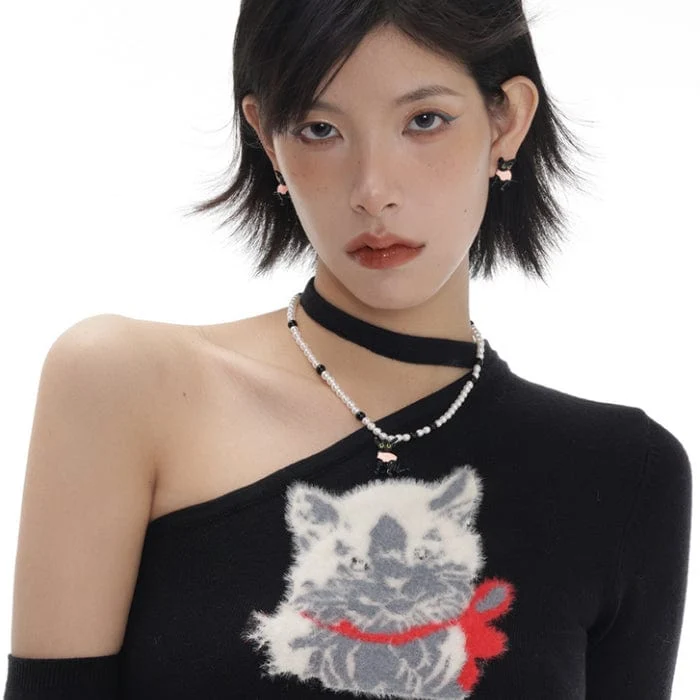 Grunge-Rosa-Katze-Ohrringe der Frauen
