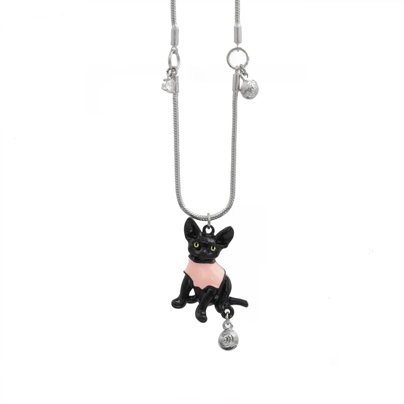 Damen Grunge Pink Cat Bell Halskette