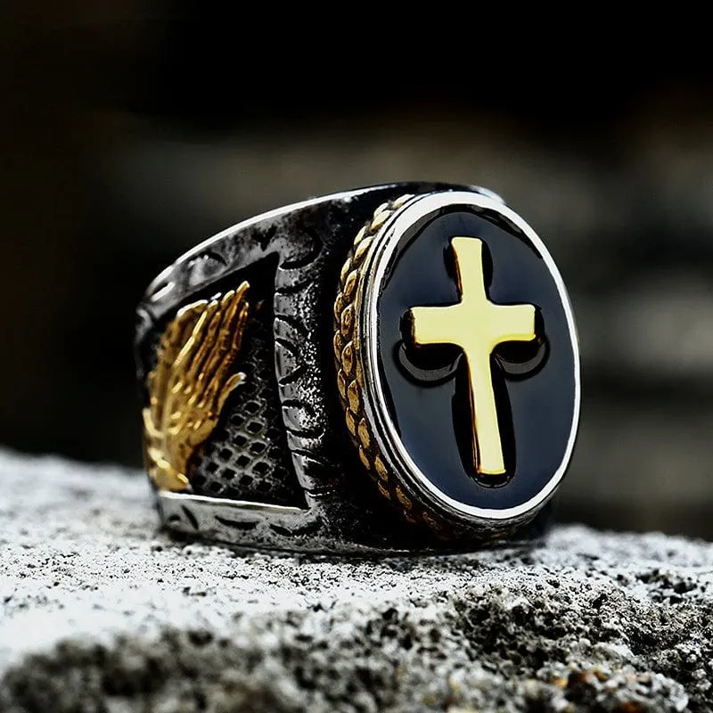 Herren Punk Double Color Cross Ring