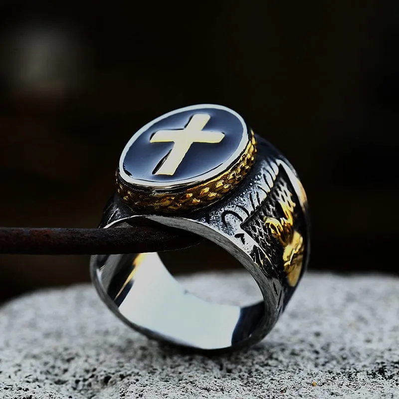 Herren Punk Double Color Cross Ring