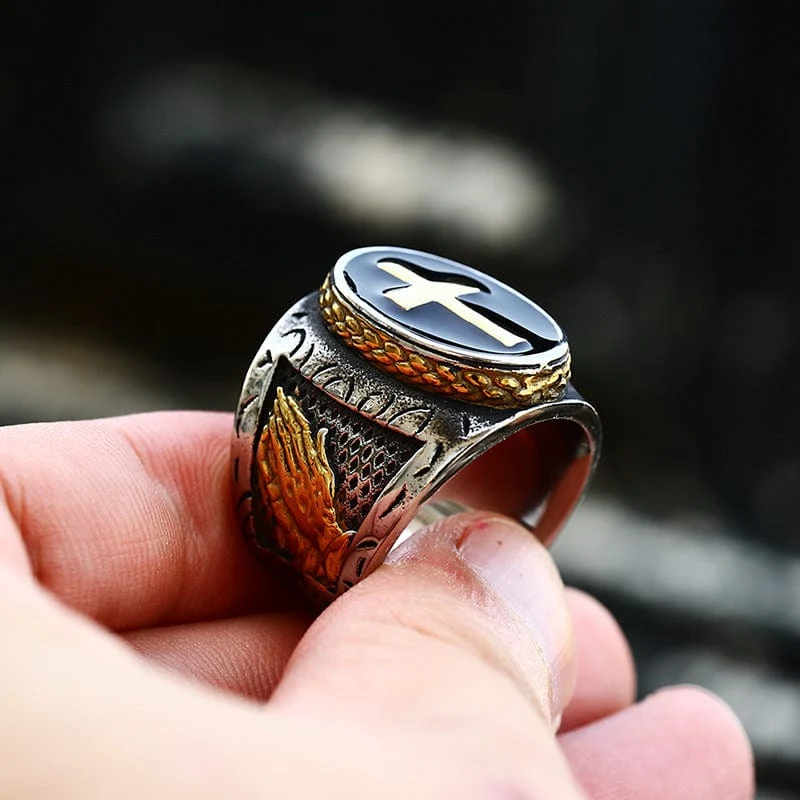 Herren Punk Double Color Cross Ring