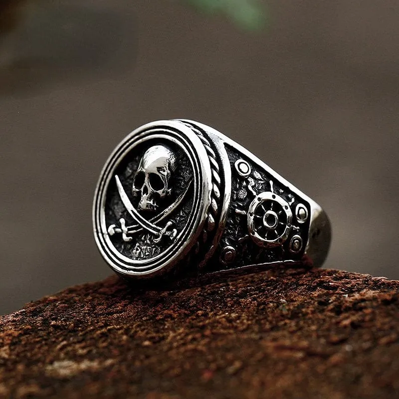Punk-Piraten-Totenkopf-Ring für Herren