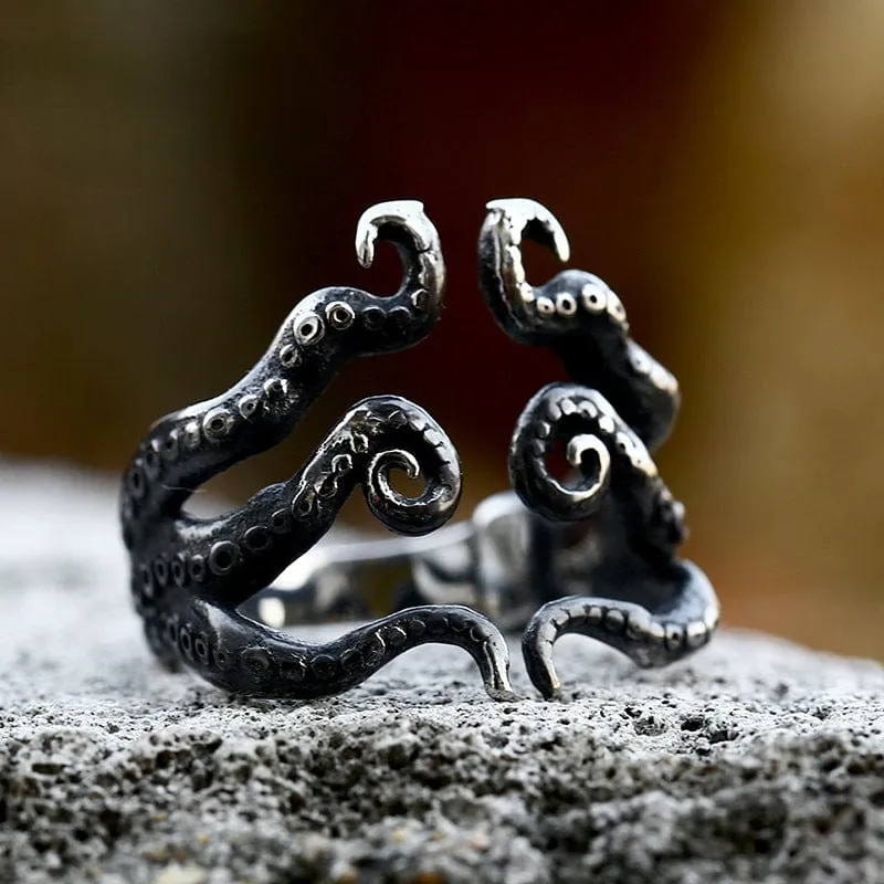 Herren Punk Octopus Tentakelring