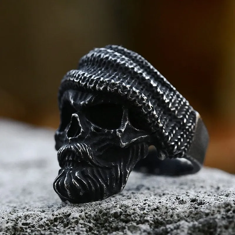 Herren Punk bärtiger Totenkopfring