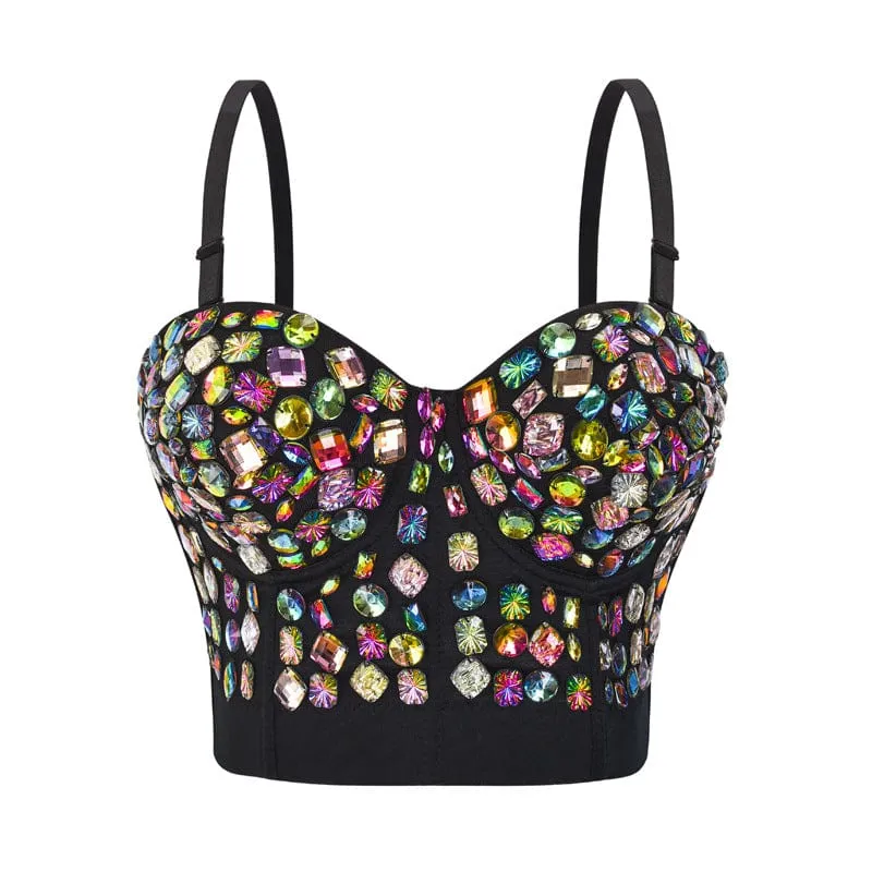 Gotisches, buntes, perlenbesetztes Bustier für Damen