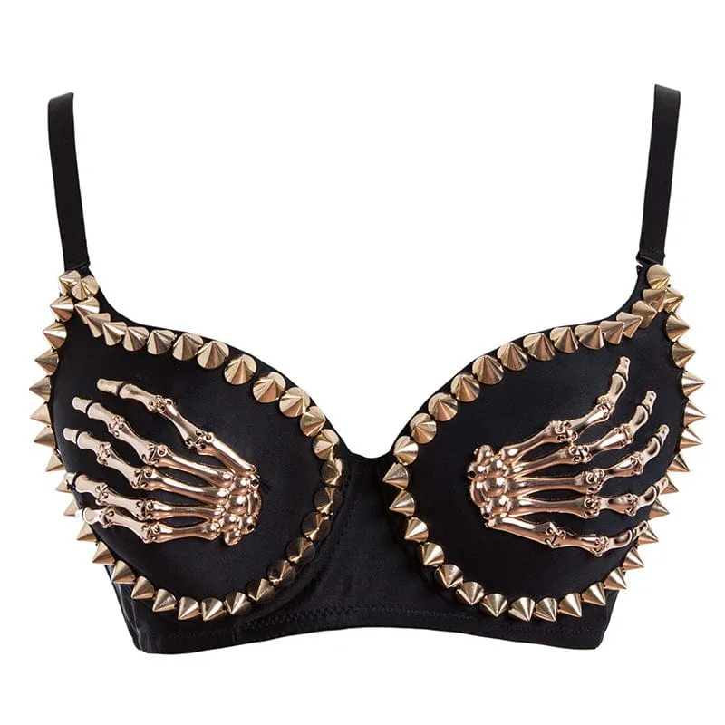 Damen Gothic Metallskelett Nieten Bustier