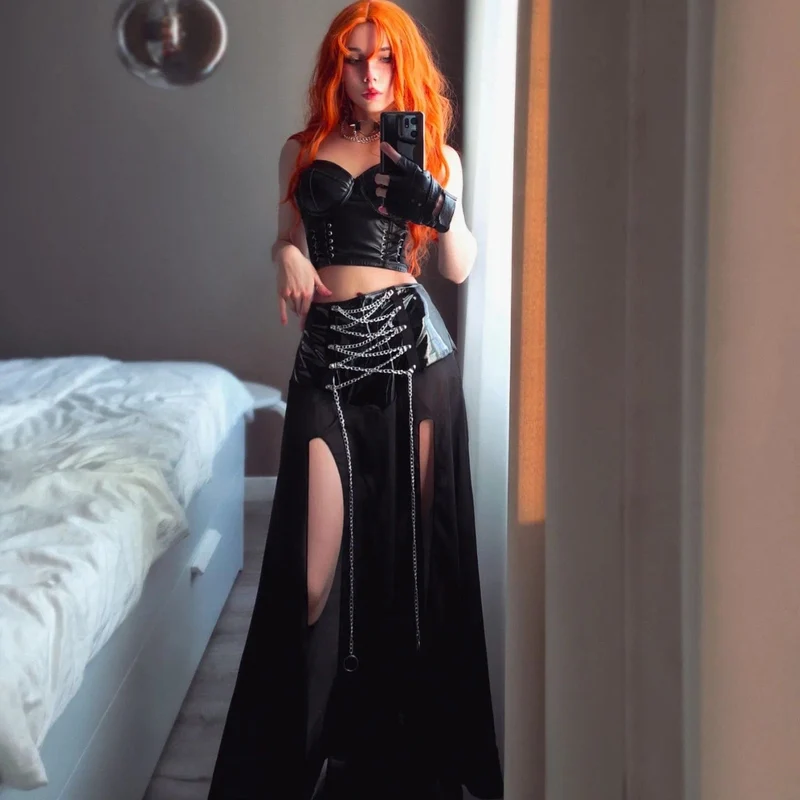 Damen Punk Kunstleder Bustier