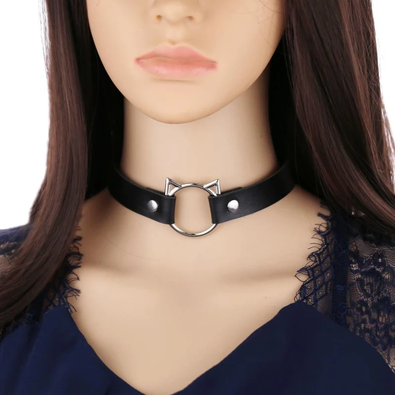 Damen-Punk-Katzen-Knopf-Halsband