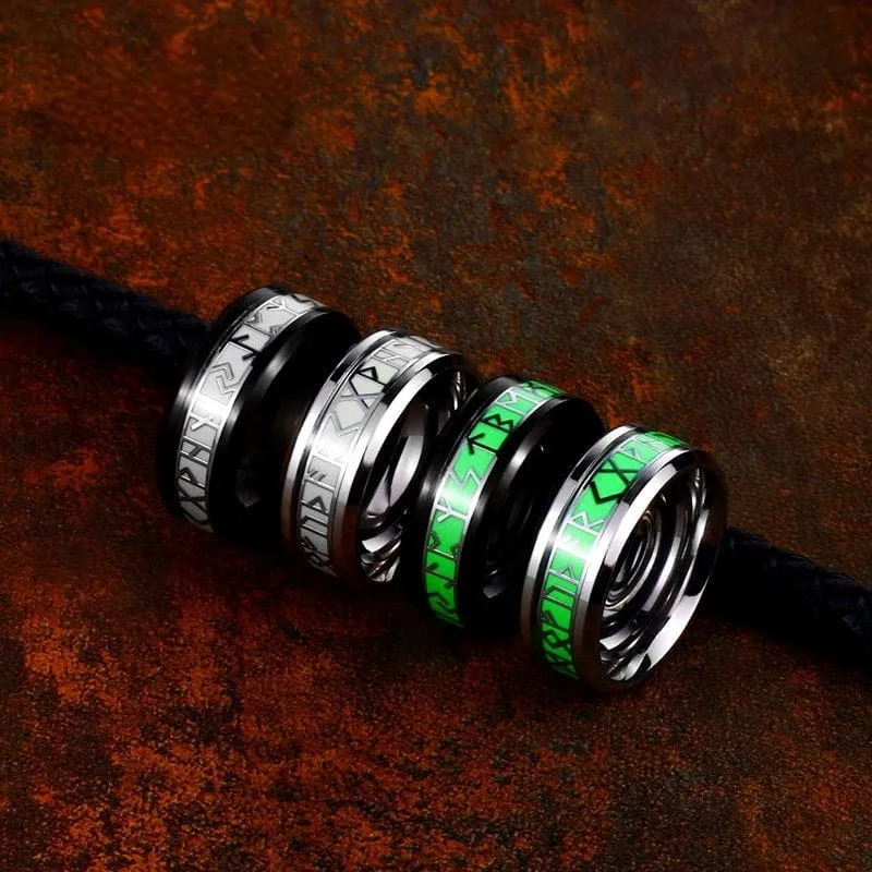 Herren Punk Wikinger Buchstabe geschnitzter leuchtender Ring