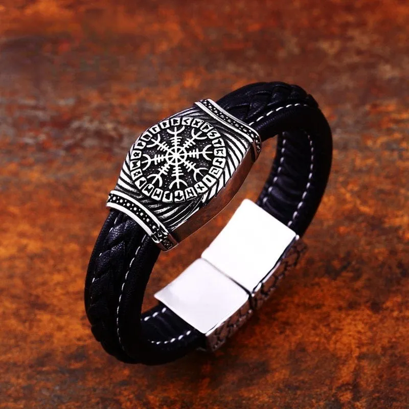 Herren Punk Wikinger Buchstabe geschnitztes Armband