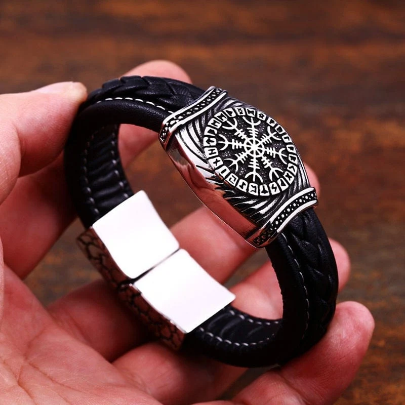 Herren Punk Wikinger Buchstabe geschnitztes Armband
