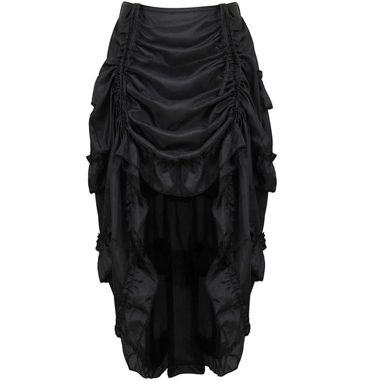 Damen Steampunk Kordelzug Falbala Rock