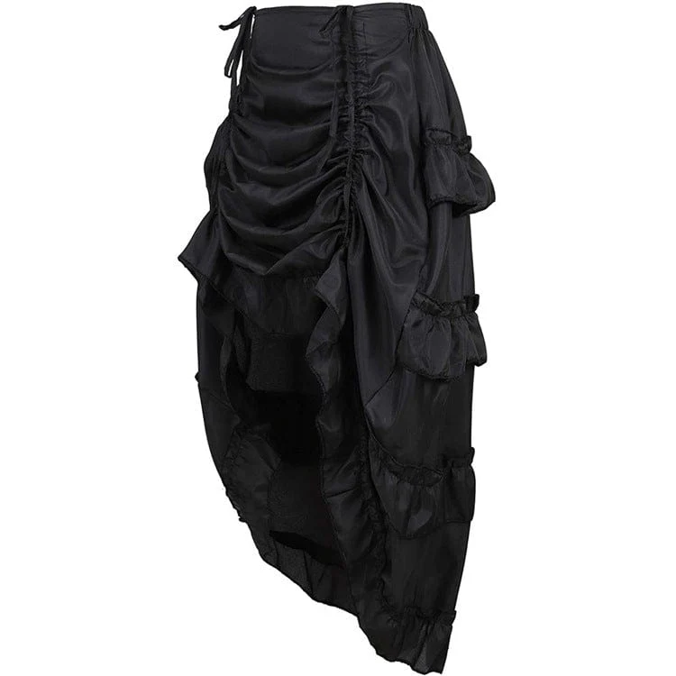 Damen Steampunk Kordelzug Falbala Rock