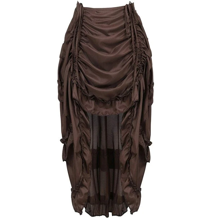Damen Steampunk Kordelzug Falbala Rock