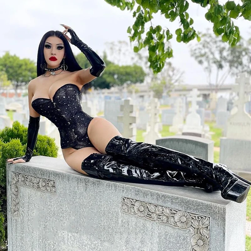 Damen Punk Strappy Star Bedrucktes Vollbrustkorsett