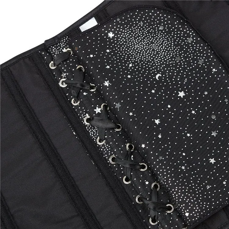 Damen Punk Strappy Star Bedrucktes Vollbrustkorsett