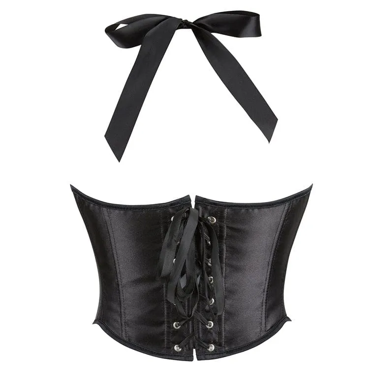 Damen Punk Riemchen Neckholder Vollbrustkorsett