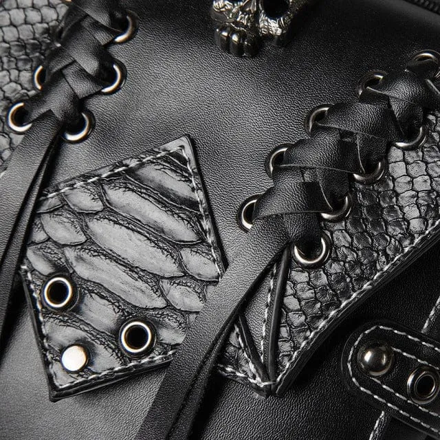 Steampunk-Riemchen-Schädel-Gürteltasche