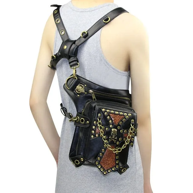 Steampunk doppelte Farbe angekettete Motorradtasche