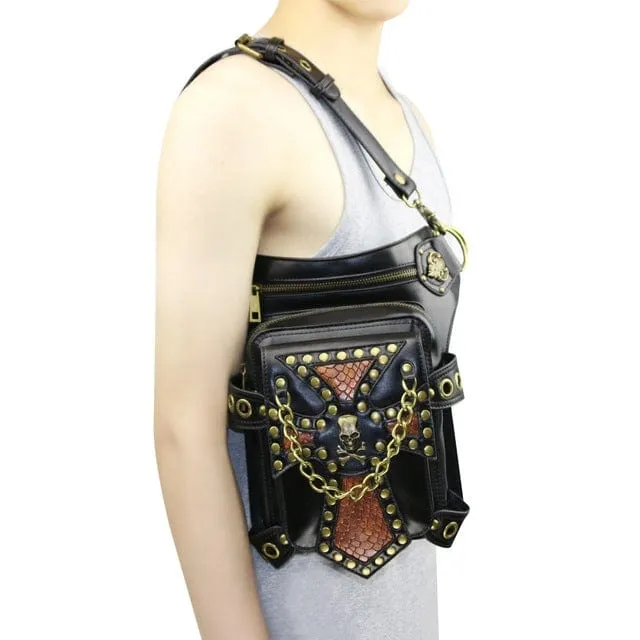 Steampunk doppelte Farbe angekettete Motorradtasche