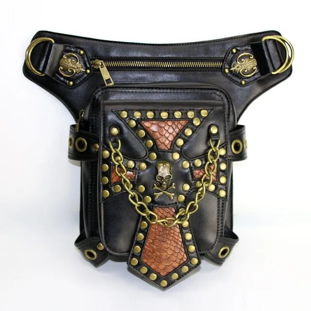 Steampunk doppelte Farbe angekettete Motorradtasche
