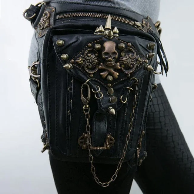 Steampunk Totenkopf-Nieten-Tasche