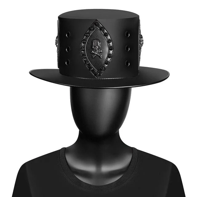 Steampunk-Nietenschädel-Hut für Herren