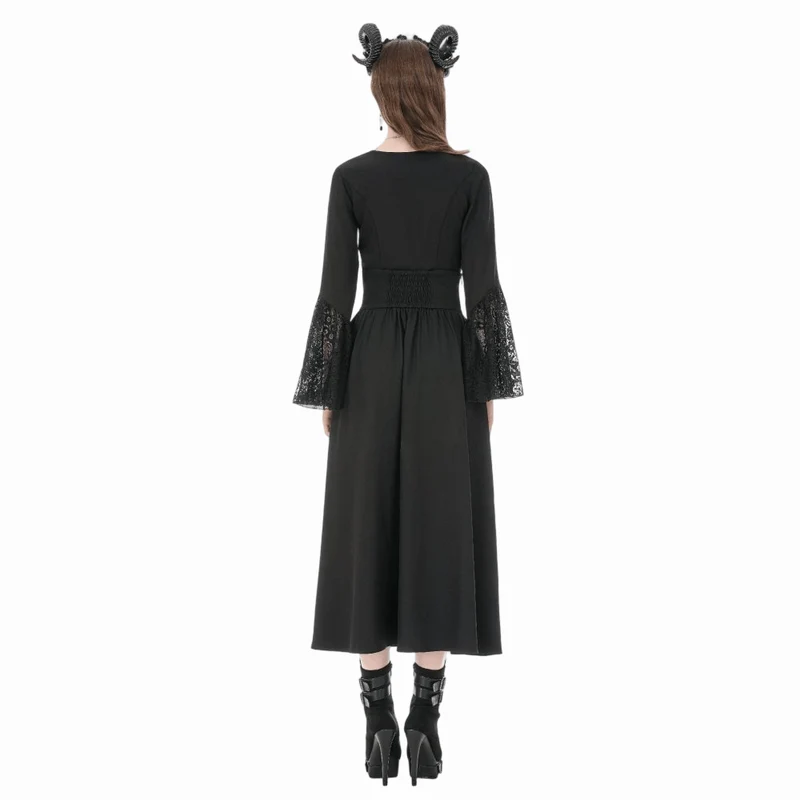 Gothic-bestickter, geraffter Maxirock für Damen