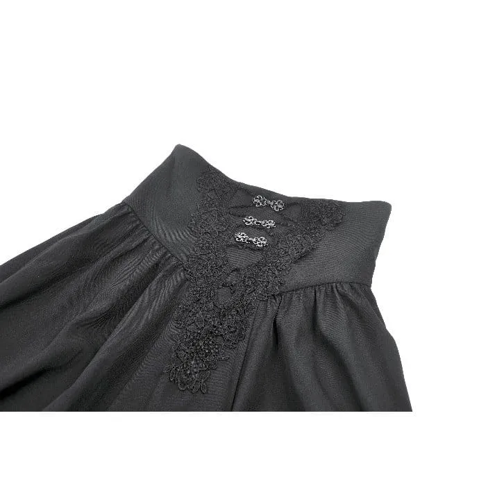 Gothic-bestickter, geraffter Maxirock für Damen