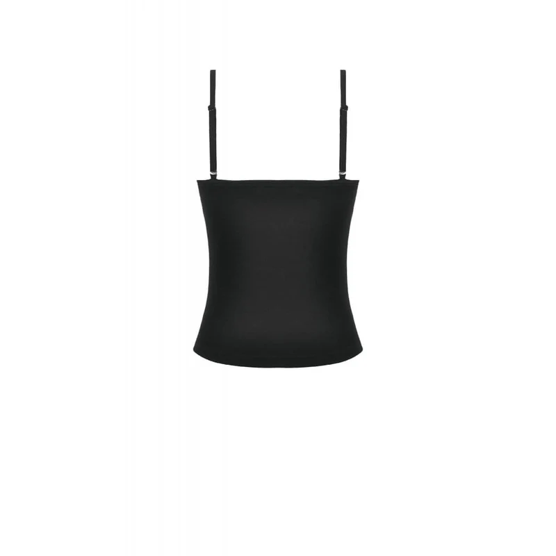 Gothic-Tanktop für Damen mit mehrlagigen Schnallenriemen, Spitzenapplikationen