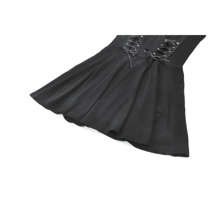 Gothic-Kurzkleid für Damen mit tiefem Ausschnitt und Schnürung