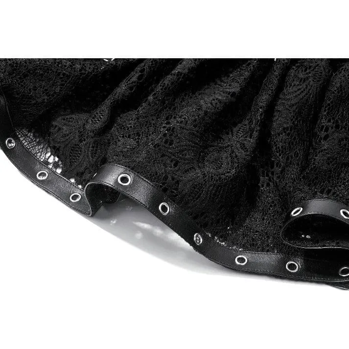 Gothic-Minirock für Damen mit Ösen- und Schnallenriemen sowie Kettenverzierung