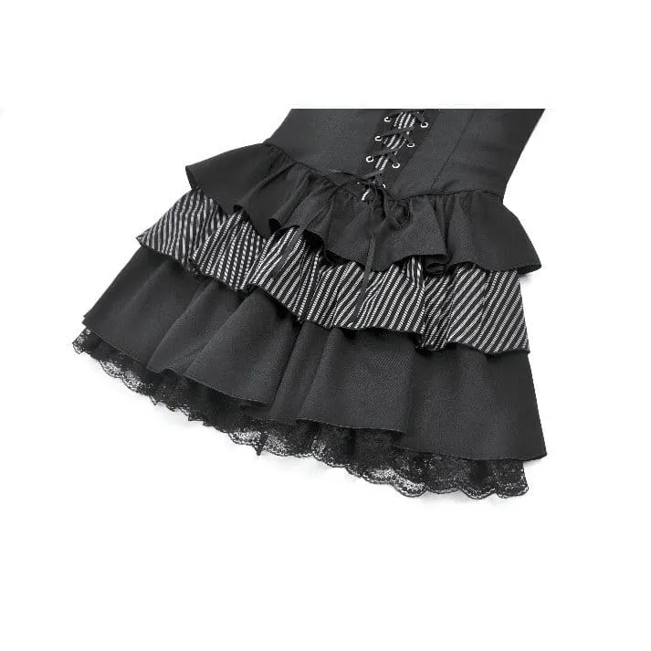 Gothic-Nadelstreifen-Schnürkleid für Damen, Abschlusskleid