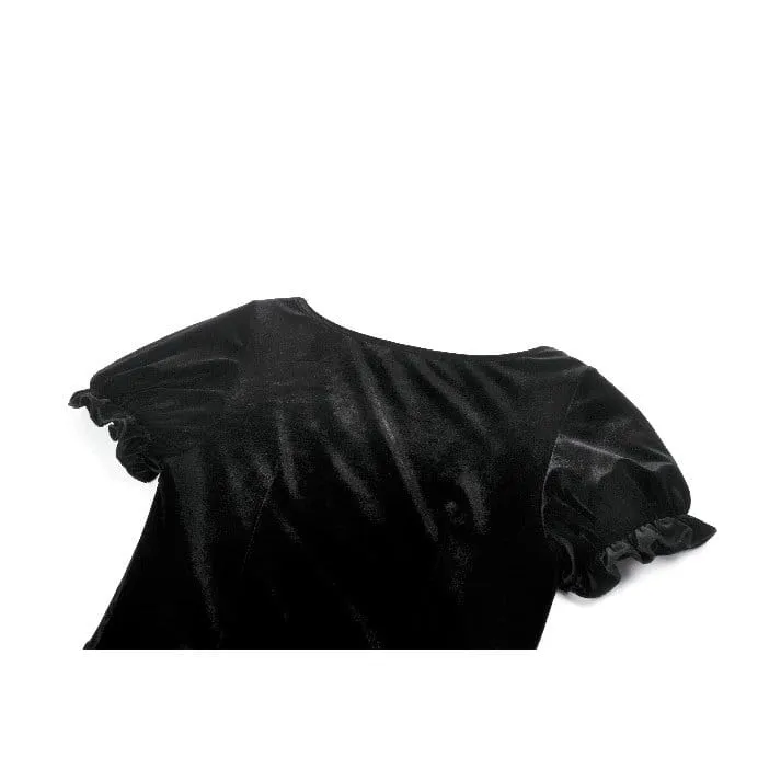Gothic-Kleid für Damen mit Spitzenbesatz, Schnürung und eckigem Kragen, Abschlusskleid