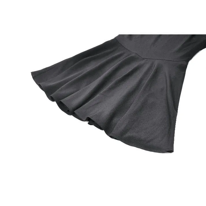Gothic-Kleid für Damen, zweifarbig, mit Umlegekragen und Puffärmeln