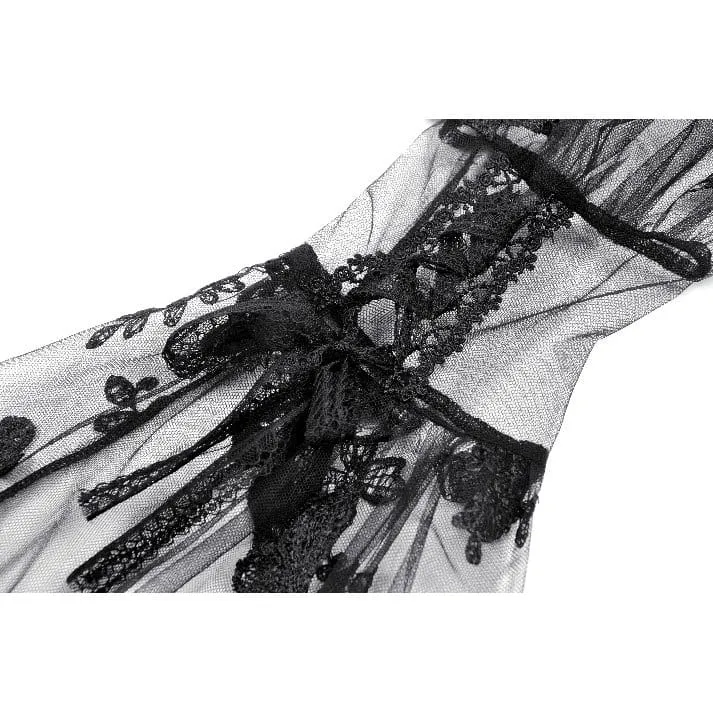 Gothic-Cape für Damen mit Schmetterlingsstickerei, ausgestellten Ärmeln und Spitze