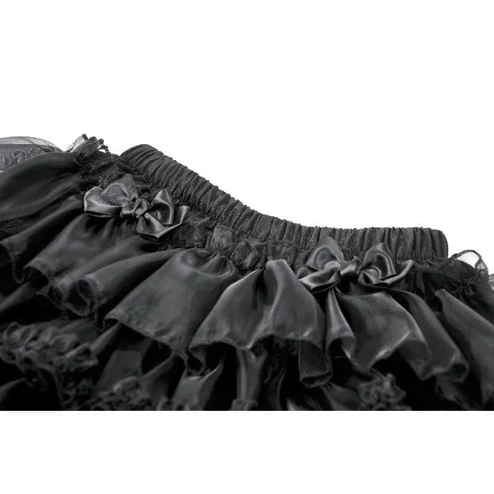 Gothic-Shorts für Damen mit Schleife, Spitzenbesatz und Stufenrock