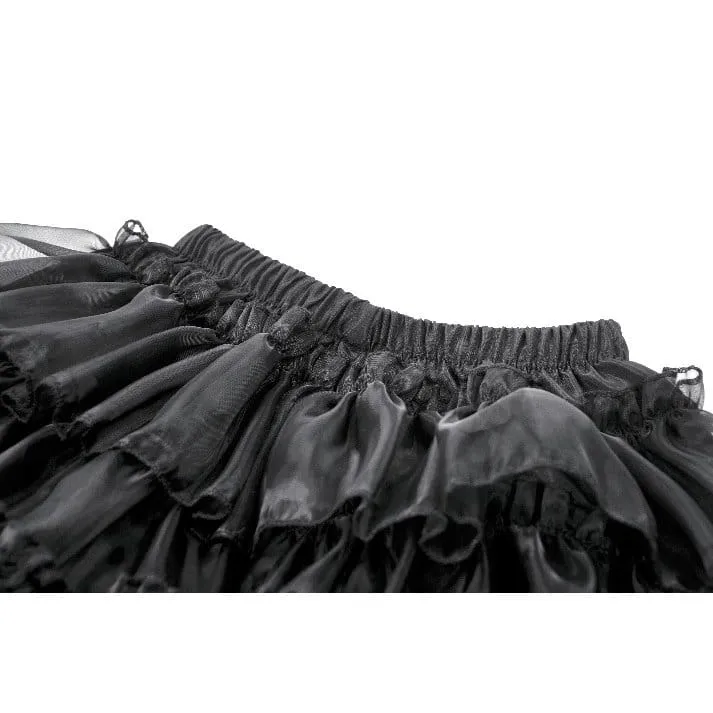 Gothic-Shorts für Damen mit Schleife, Spitzenbesatz und Stufenrock