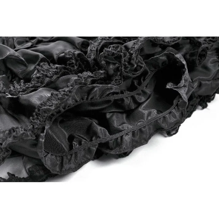 Gothic-Shorts für Damen mit Schleife, Spitzenbesatz und Stufenrock