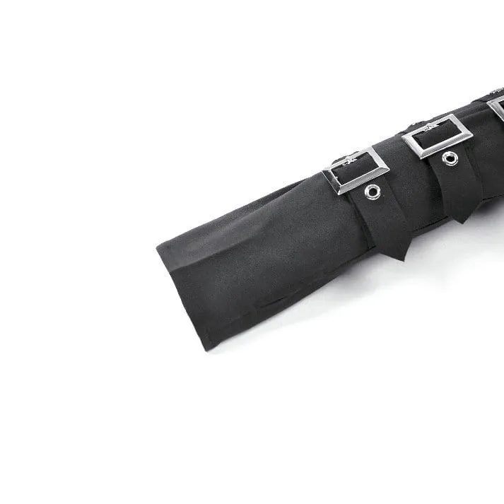 Punk-Handschuhe für Damen mit mehreren Lagen, Schnallenriemen und fingerlosen Riemen