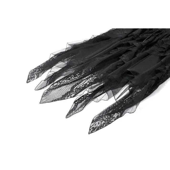 Gothic-Rock für Damen, unregelmäßig, mehrlagig, aus Mesh, lang