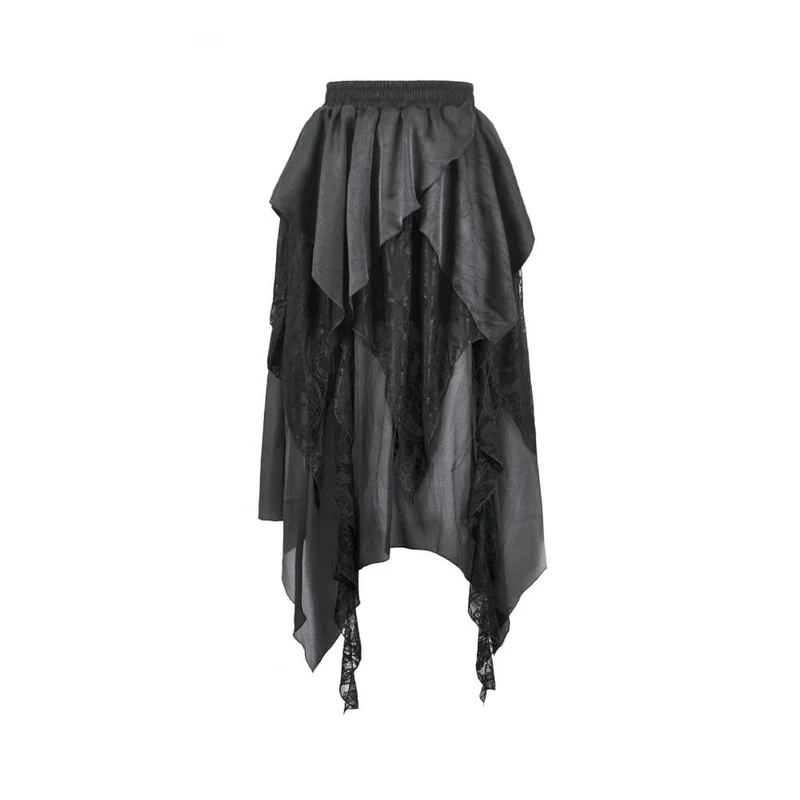 Gothic-Rock für Damen, unregelmäßig, gerüscht, asymmetrisch geschnitten