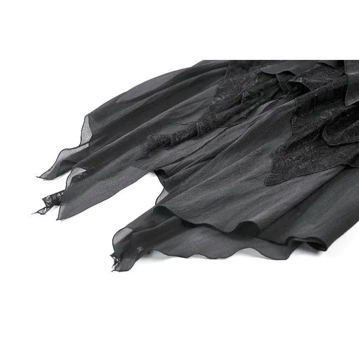 Gothic-Rock für Damen, unregelmäßig, gerüscht, asymmetrisch geschnitten