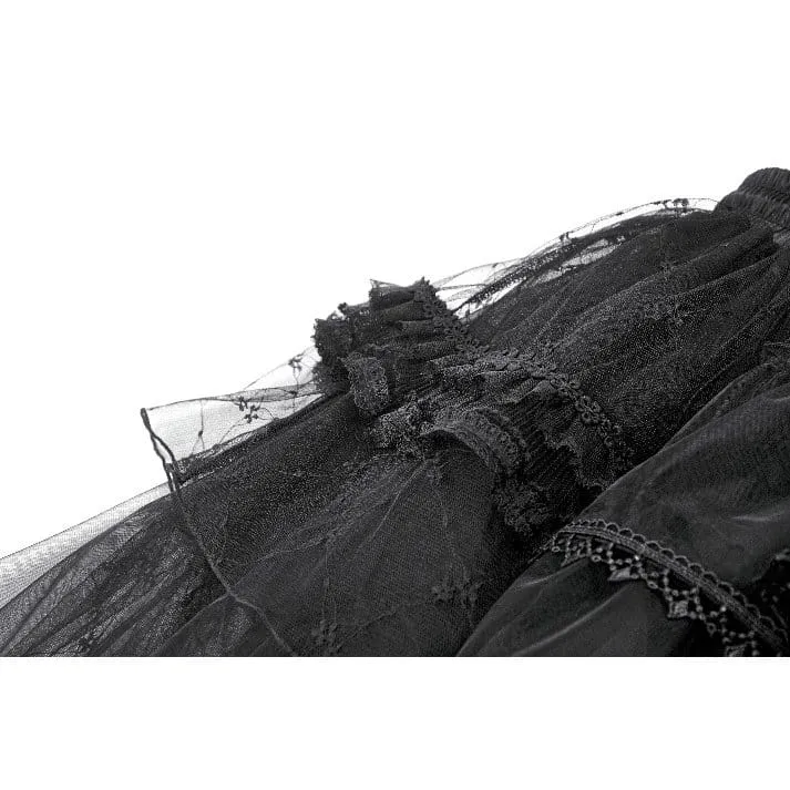Gothic-Tutu-Rock für Damen mit Diamantspitze und mehreren Lagen