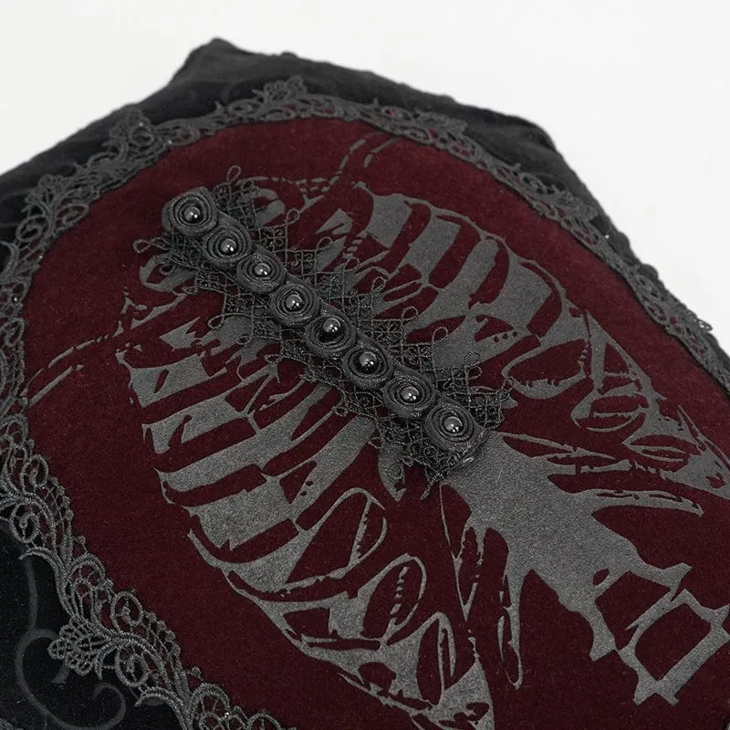 Hexagon-Kissenbezug aus Spitze mit Gothic-Skelettmuster und Innenkissen
