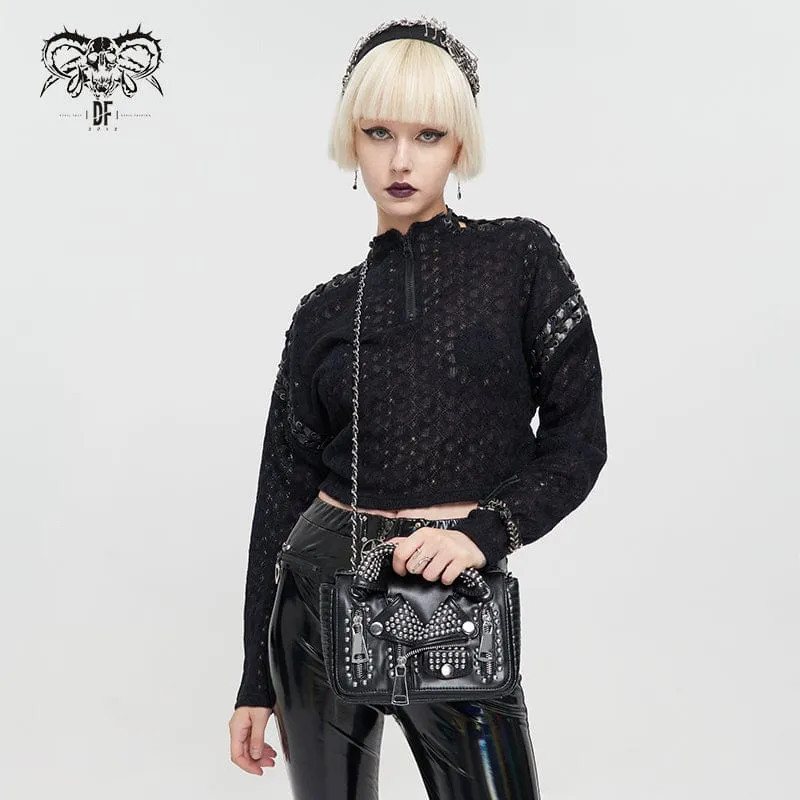 Gothic Umlegekragen genagelte Tasche für Damen