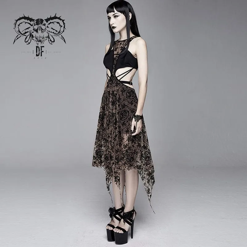 Gothic-Hochzeitskleid mit unregelmäßigem Blumenmuster für Damen