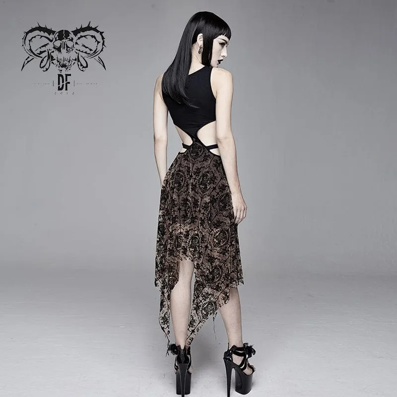 Gothic-Hochzeitskleid mit unregelmäßigem Blumenmuster für Damen