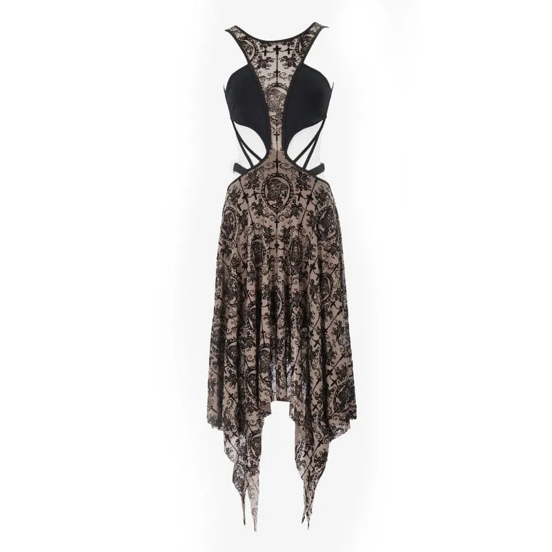 Gothic-Hochzeitskleid mit unregelmäßigem Blumenmuster für Damen