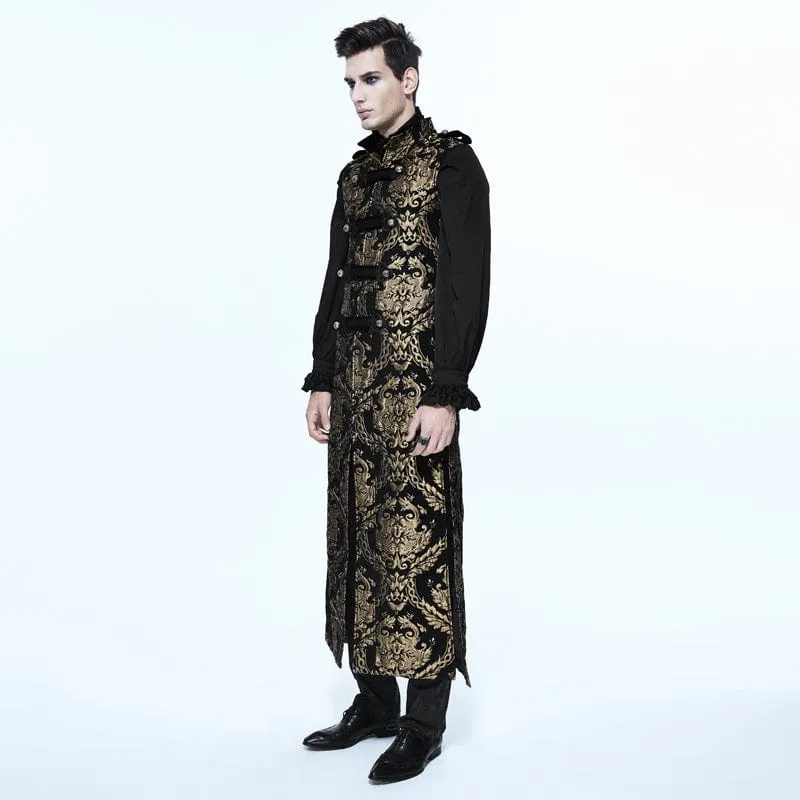 Herren Gothic Stehkragen Totem bestickte Weste Golden